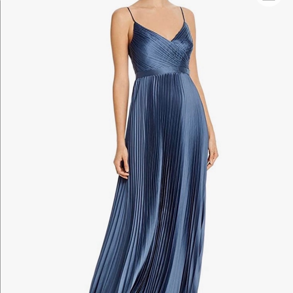 BCBGMaxAzria Formal Pleated Satin Gown